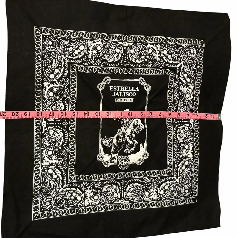 Estrella Jalisco Black and White Square Bandana/Scarf. NEW